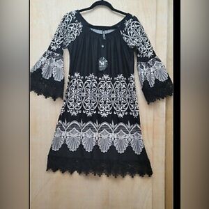 White Mark Dress Polyester Spandex Regal Print Size M